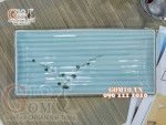 Đĩa chữ nhật vân Ngọc Thanh Dương vẽ hoa đào 25.5 x 12cm
