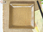 Đĩa vuông men gốm vàng, kích thước 16x16cm
