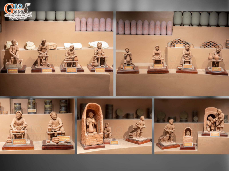 Bộ 14 Mô hình tượng thợ Gốm Bát Tràng diễn tả các bước để hoàn thiện một sản phẩm Gốm Sứ Bát Tràng