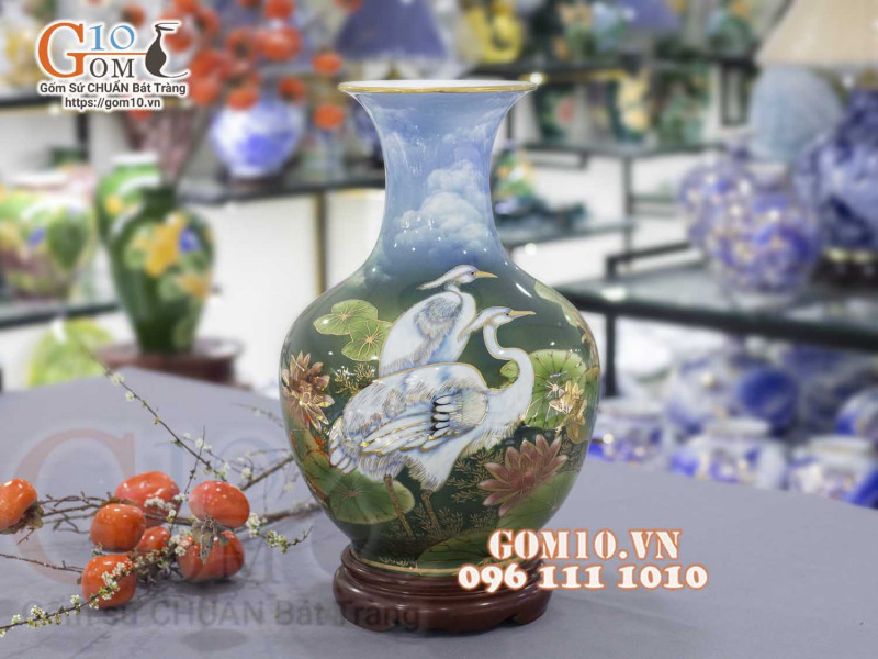 Bình phong thủy họa tiết Sen Hạc - kiệt tác nghệ thuật sống động, còn mãi với thời gian