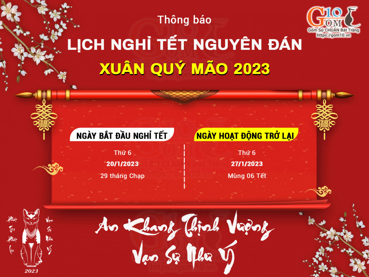 Thông Báo Nghỉ Tết Âm Lịch Quý Mão Năm 2023