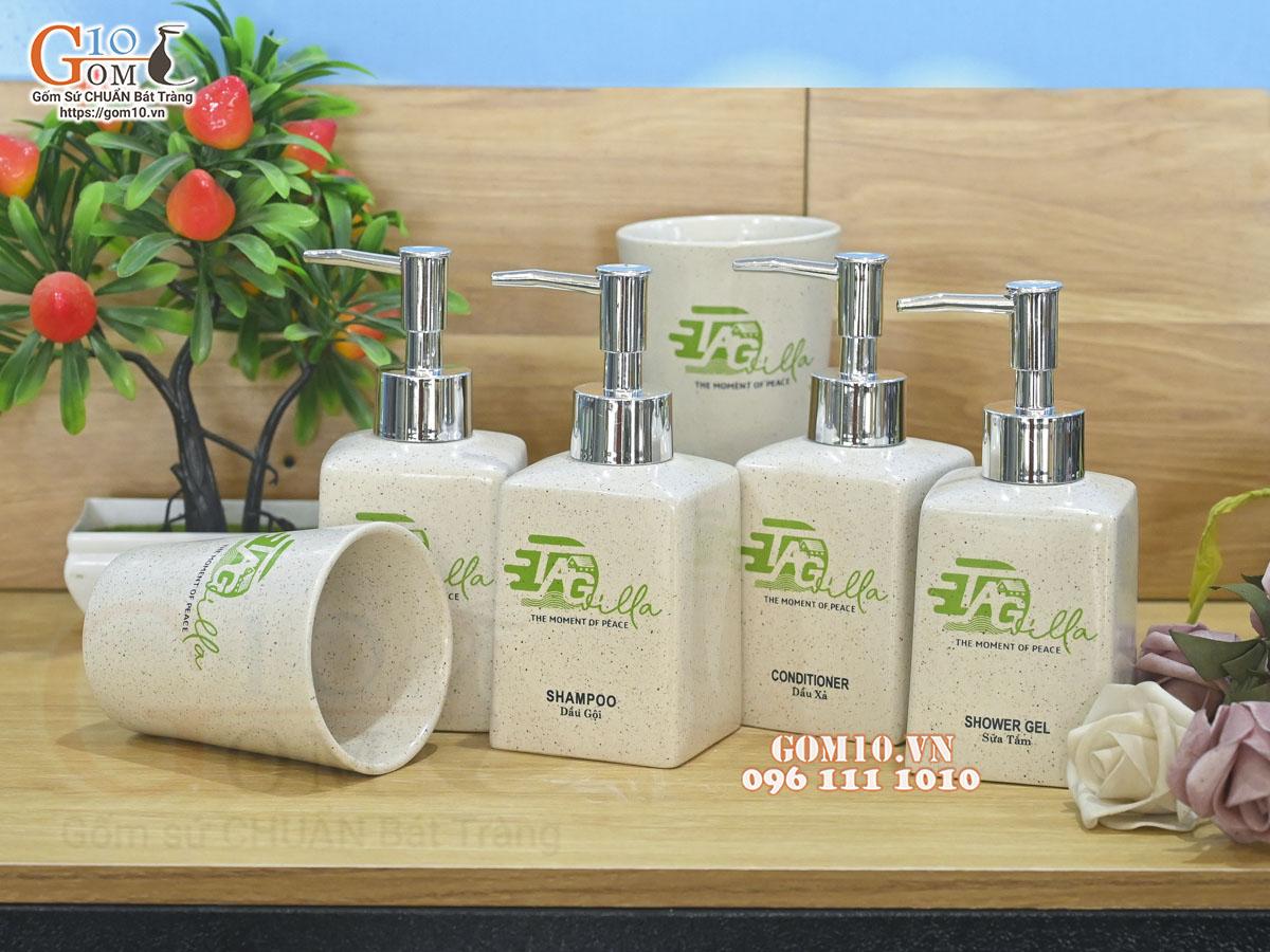 Gốm 10 hoàn thành hợp đồng hàng trăm bộ đồ dùng nhà tắm được in logo thường hiệu TAG Villa - The moment of peace!