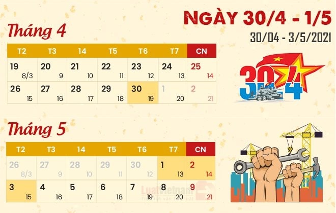 Thông báo lịch nghỉ lễ 30/4 và 01/5/2021 của học sinh Hà Nội  