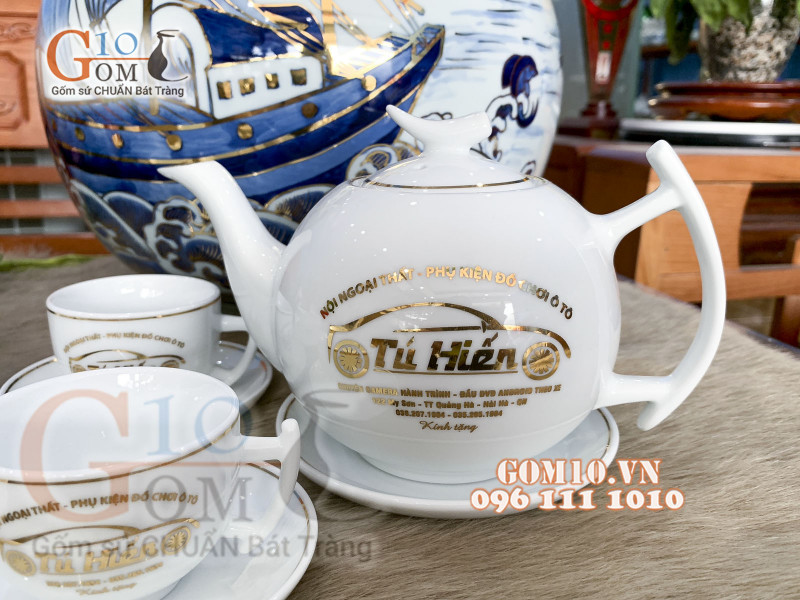 Hoàn thành hợp đồng bộ ấm chén in logo thương hiệu