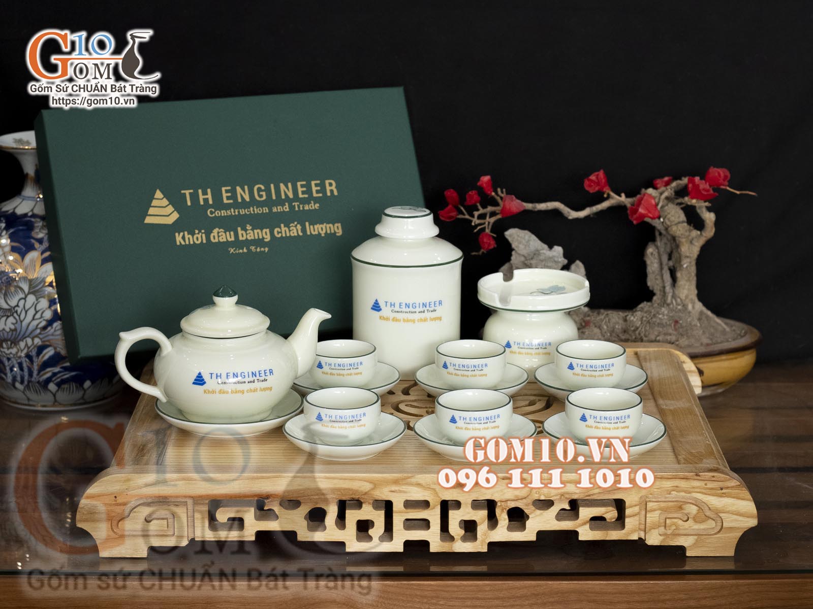 Gốm 10 hoàn thành hợp đồng hàng trăm bộ ấm chén quà tặng cho đơn vị TH ENGINEER