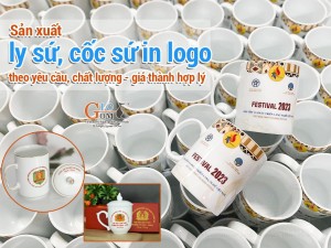 Sản xuất ly sứ cốc sứ in logo theo yêu cầu, chất lượng - giá thành hợp lý