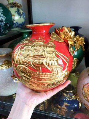  BÌnh hút lộc thuận buồm xuôi gió đỏ dát vàng 18cm