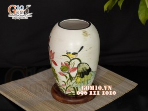  Lọ hoa dáng vò cao họa tiết hoa sen cao 22cm 