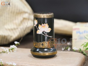  Lọ tăm rêu khắc hoa sen, bọc đồng