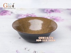 Tô loe men gốm vàng, đường kính 18cm