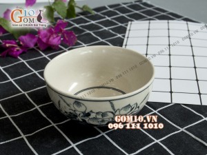Bát cơm họa tiết sen men bóng