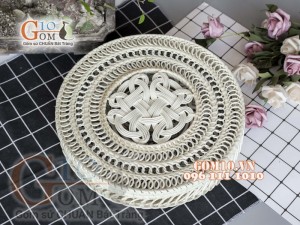 Bộ khay sứ đựng thức ăn họa tiết bèo tràm cổ