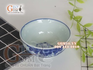 Bát cơm men lam cổ vẽ hoa Sen dây