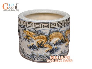 Bát hương men rạn đắp nổi Phi 18