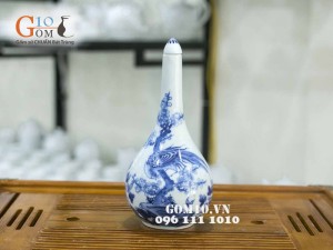 Nậm rượu men lam cảnh chim hoa 0,5L