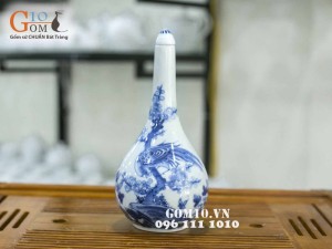 Nậm rượu men lam cảnh chim hoa 0,5L