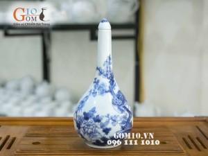 Nậm rượu men lam cảnh chim hoa 0,5L