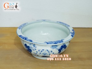 Bát hương men lam vẽ sen dáng quả lựu Phi 20