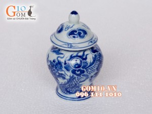 Chóe thờ men dong cổ Rồng nổi, cao 25cm