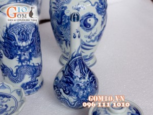 Nậm rượu men dong cổ Rồng nổi S2