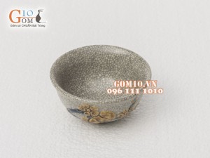 Bát thờ men rạn đắp nổi hoa đào 