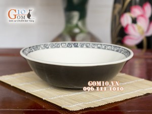 Bát tô nông men đen vẽ hoa Móc Phi 18cm