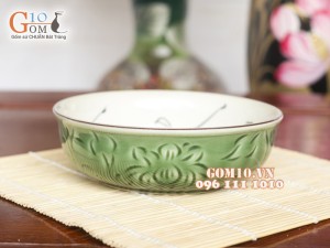 Bát nhật xanh đồng vẽ Chuồn Kim, đường kính 20cm