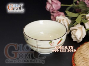 Bát cơm men kem vẽ Cà Rốt