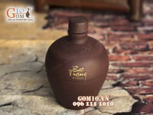 Nậm rượu gốm Bát Tràng dáng tròn trơn 0,8l