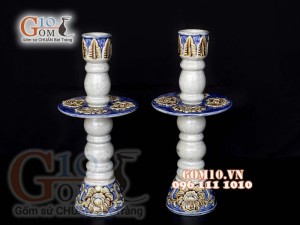 Đôi cây nến men rạn, cao 37cm