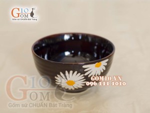 Bát cơm men hỏa biến khắc Cúc Họa Mi