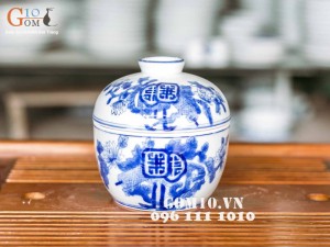 Bát nắp to vẽ tay thủ công