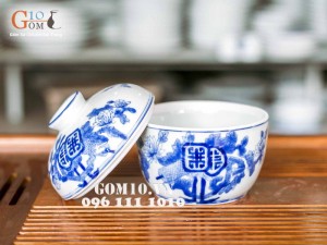 Bát nắp to vẽ tay thủ công