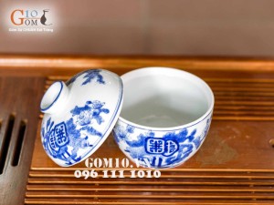 Bát nắp to vẽ tay thủ công