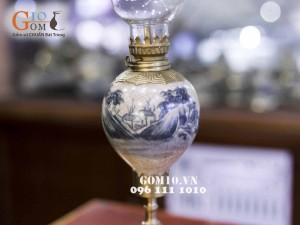 Đèn dầu quả lê men rạn cổ