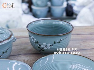 Bát tô cối Ngọc Thanh Dương họa tiết Hoa Đào, đường kính 18cm