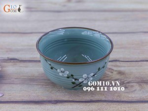 Bát tô cối Ngọc Thanh Dương họa tiết Hoa Đào, đường kính 18cm