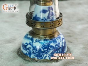 Đèn dầu men rong cổ dáng to