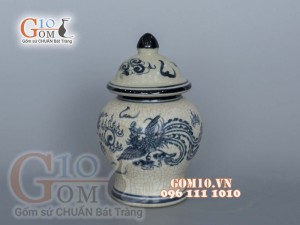 Chóe thờ men rạn cổ họa tiết rồng, cao 20cm