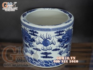 Bát hương men lam cổ vẽ Rồng, đường kính 50cm