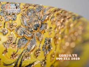 Bát thả hoa Phú Qúy đắp nổi,màu vàng - đường kính 50cm