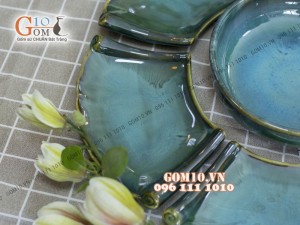 Bộ đĩa hoa mặt trời cuốn thư men hỏa biến size 45cm