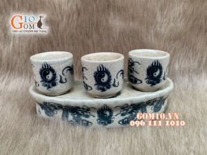 Kỷ cong 3 men rạn vẽ rồng