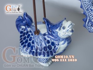 Bộ đỉnh hạc men lam cao cấp đỉnh 55cm