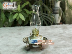 Đèn dầu men rong cổ dáng Đĩa to