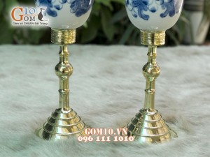 Đôi đèn dầu men rong cổ dáng Tống vẽ Sen