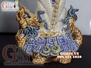 Bộ đỉnh hạc men rạn đắp nổi 42cm