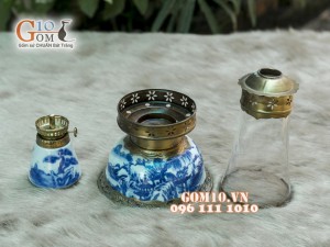 Đèn dầu men rong cổ dáng to