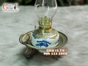 Đèn dầu men rong cổ dáng Đĩa to