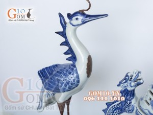 Bộ đỉnh hạc men lam cao cấp đỉnh 55cm